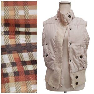 Dollhouse Womens Beige Quilted Puffer Vest Plaid Lining Size M